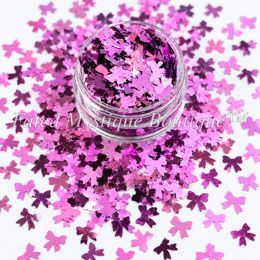 Purple bow shaped glitter for snow globe tumblers resin and cute DIY crafts