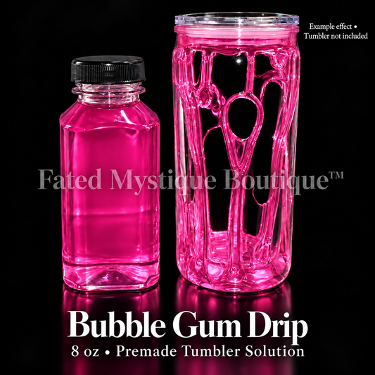 Bubble Gum Drip — 8 oz premade tumbler solution with example effect; tumbler not included.