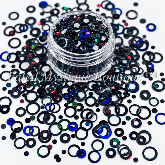 Bubble and ring shaped glitter for snow globe tumblers resin and DIY crafts