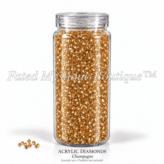 Champagne Acrylic Diamonds shown in a clear snow globe tumbler; example use, tumbler not included