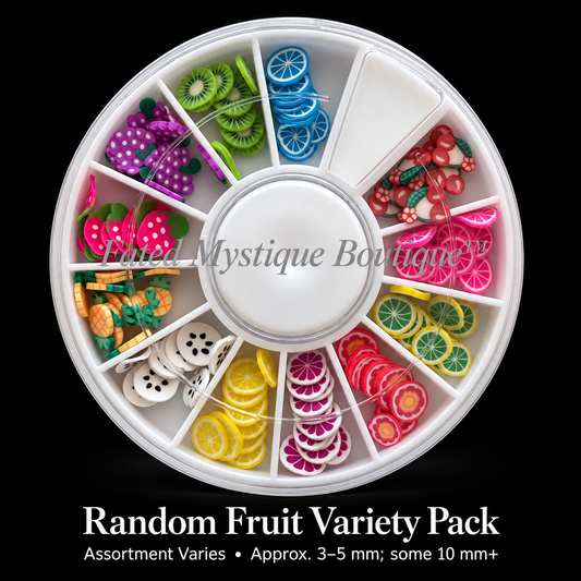 Random Fruit Variety Pack — Assortment Varies • Approx. 3–5 mm; some 10 mm+