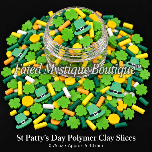 St Patty's Day Polymer Clay Slices — 0.75 oz • Approx. 5–10 mm
