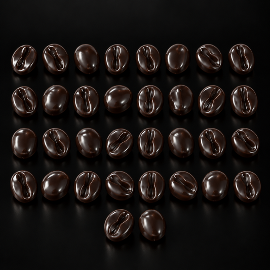 Coffee Bean Charms, approx. 34 pieces clearance pack, shown on a black studio background