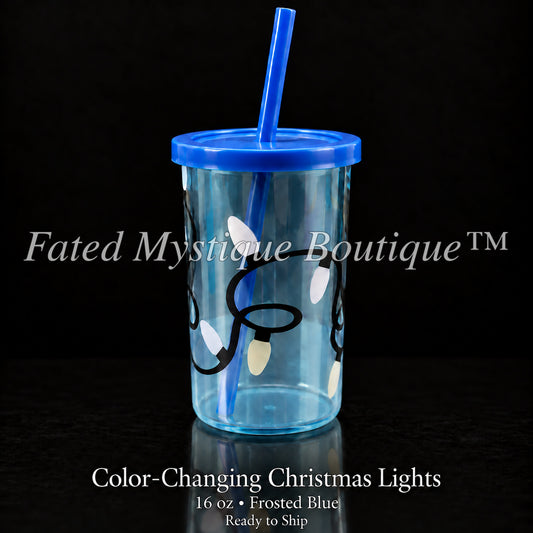 Color-Changing Christmas Lights — 16 oz • Frosted Blue — Ready to Ship — Fated Mystique Boutique