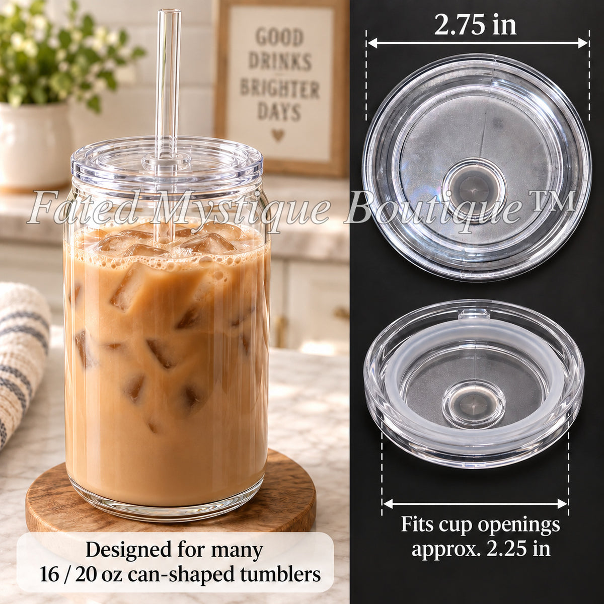 Colored lid variant: Clear — measurements and in-use image