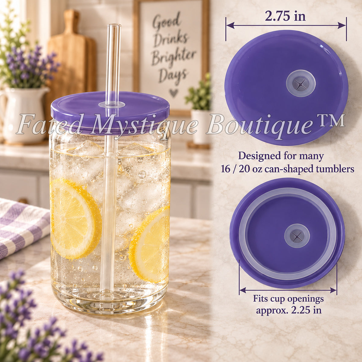 Colored lid variant: Lavender — measurements and in-use image