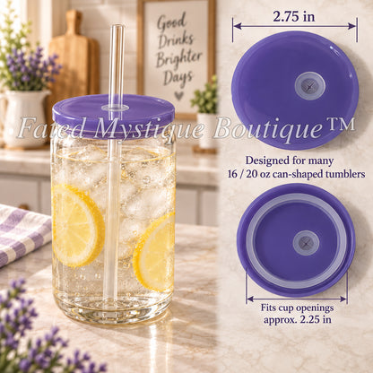 Colored lid variant: Lavender — measurements and in-use image