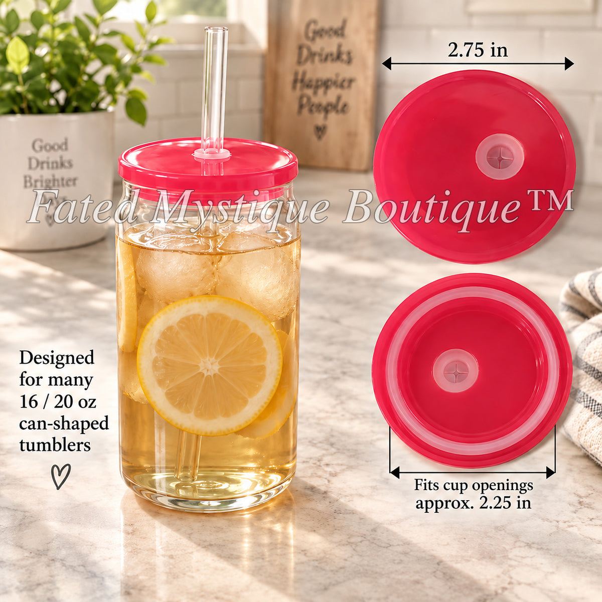Colored lid variant: Hot Pink — measurements and in-use image