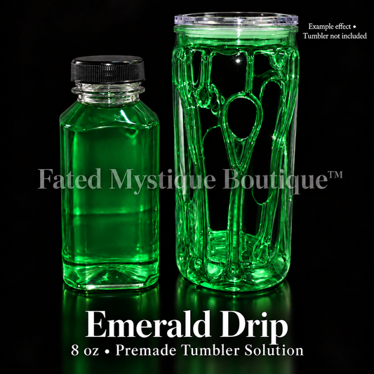 Emerald Drip — 8 oz premade tumbler solution with example effect; tumbler not included.
