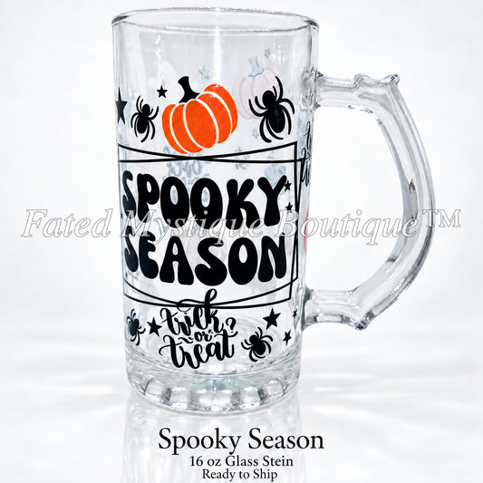 Spooky Season — 16 oz Glass Stein — Ready to Ship — Fated Mystique Boutique
