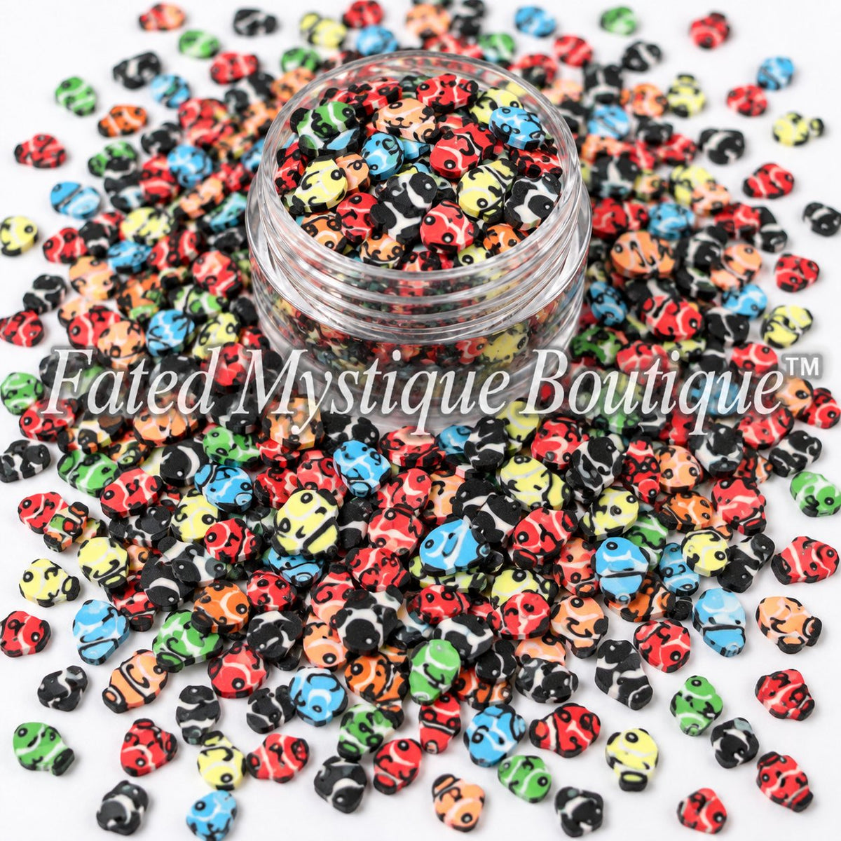 Colorful fish polymer clay slices for ocean snow globe tumblers and DIY crafts