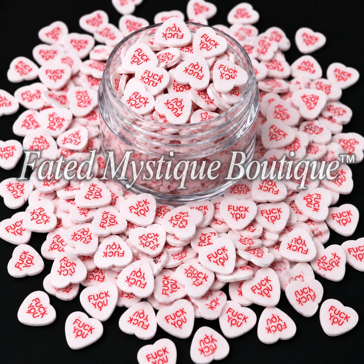 F U Conversation Hearts Polymer Clay Slices for snow globe tumblers and DIY crafts