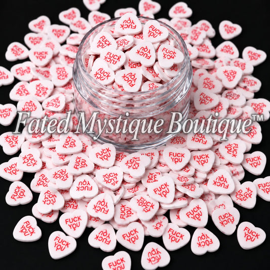 F U Conversation Hearts Polymer Clay Slices for snow globe tumblers and DIY crafts