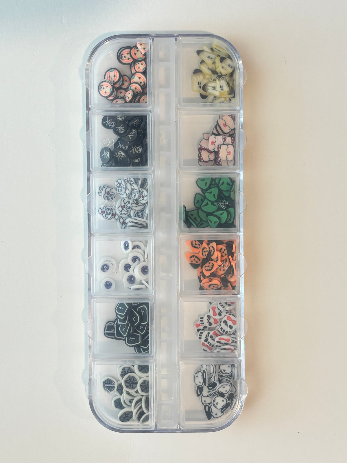 Halloween clay variety pack with spooky polymer clay slices for snow globe tumblers and DIY crafts