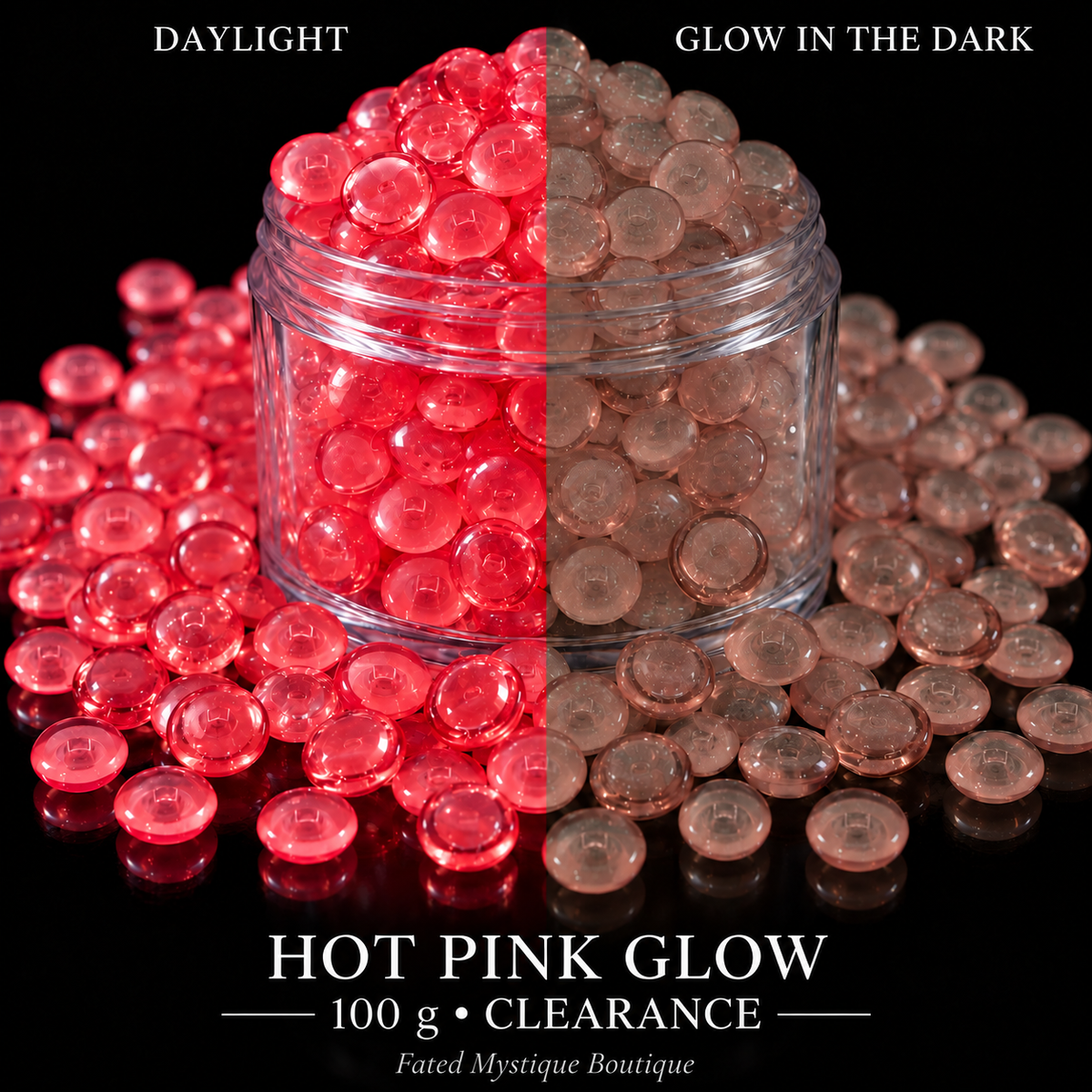 Hot Pink Glow Acrylic Beads — Clearance 100 g