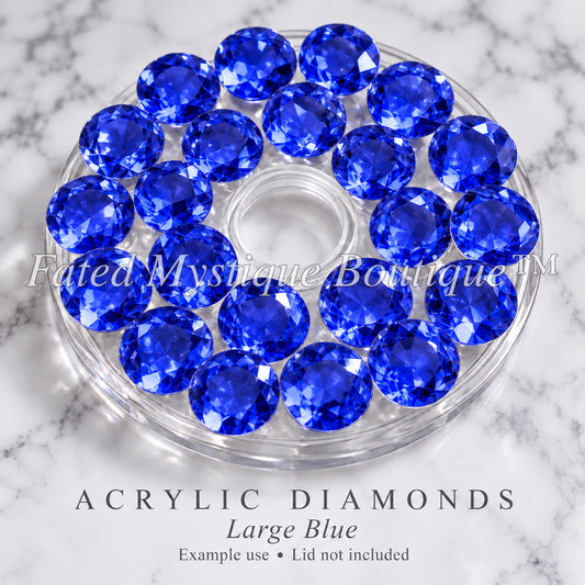 Large Blue Acrylic Diamonds arranged on top of a clear tumbler lid; example use, lid not included