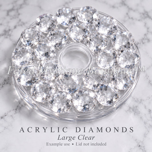 Large Clear Acrylic Diamonds arranged on top of a clear tumbler lid; example use, lid not included