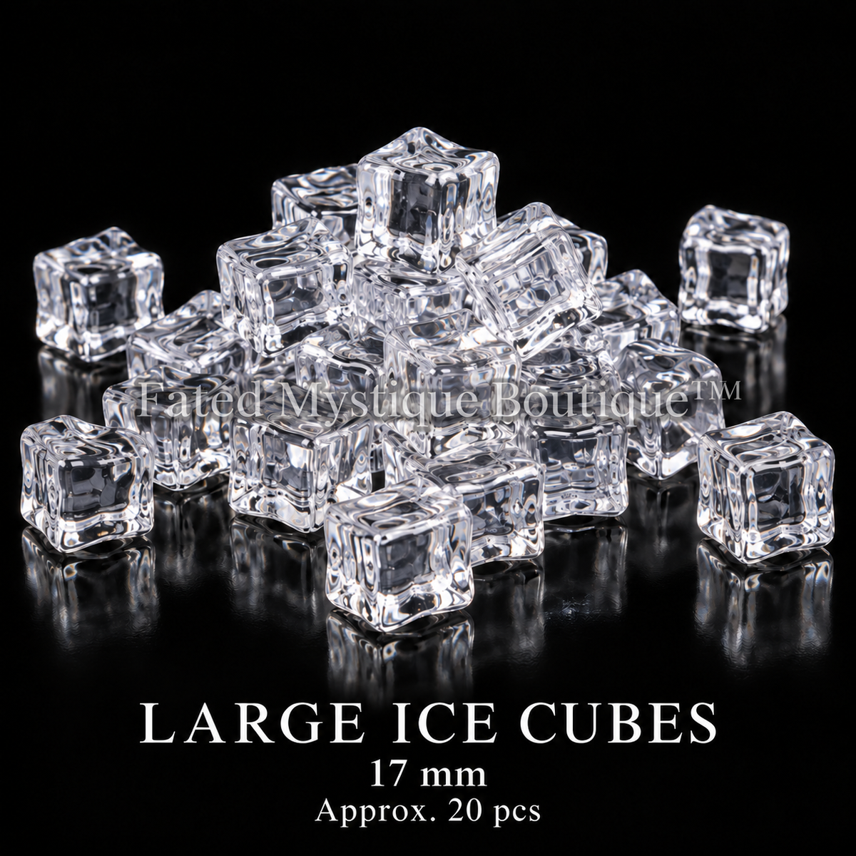 Large Ice Cubes @ 20 pcs, 17 mm, professional product display — Fated Mystique Boutique