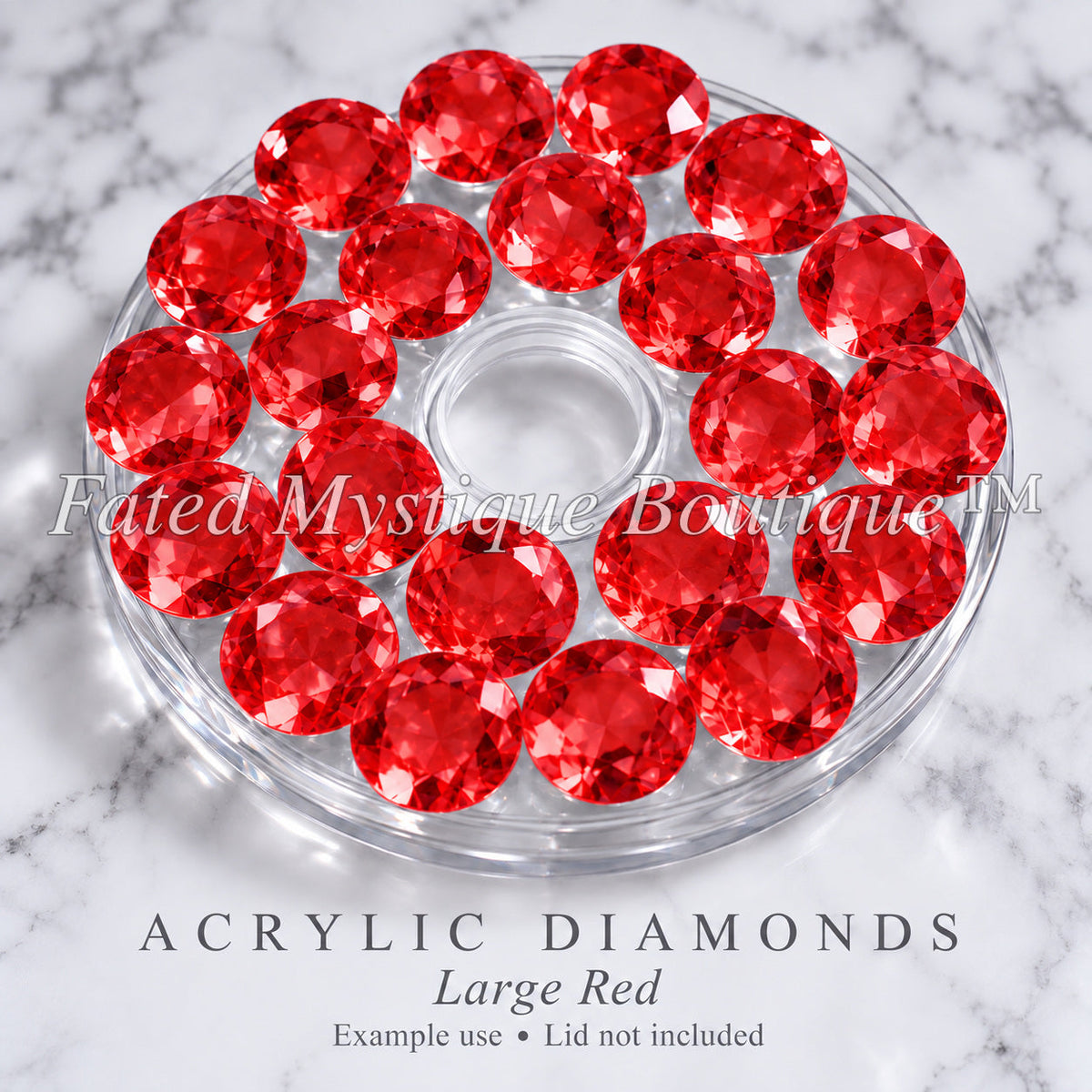 Large Red Acrylic Diamonds — Clearance 100 g — product design reference; see listing for clearance pack size