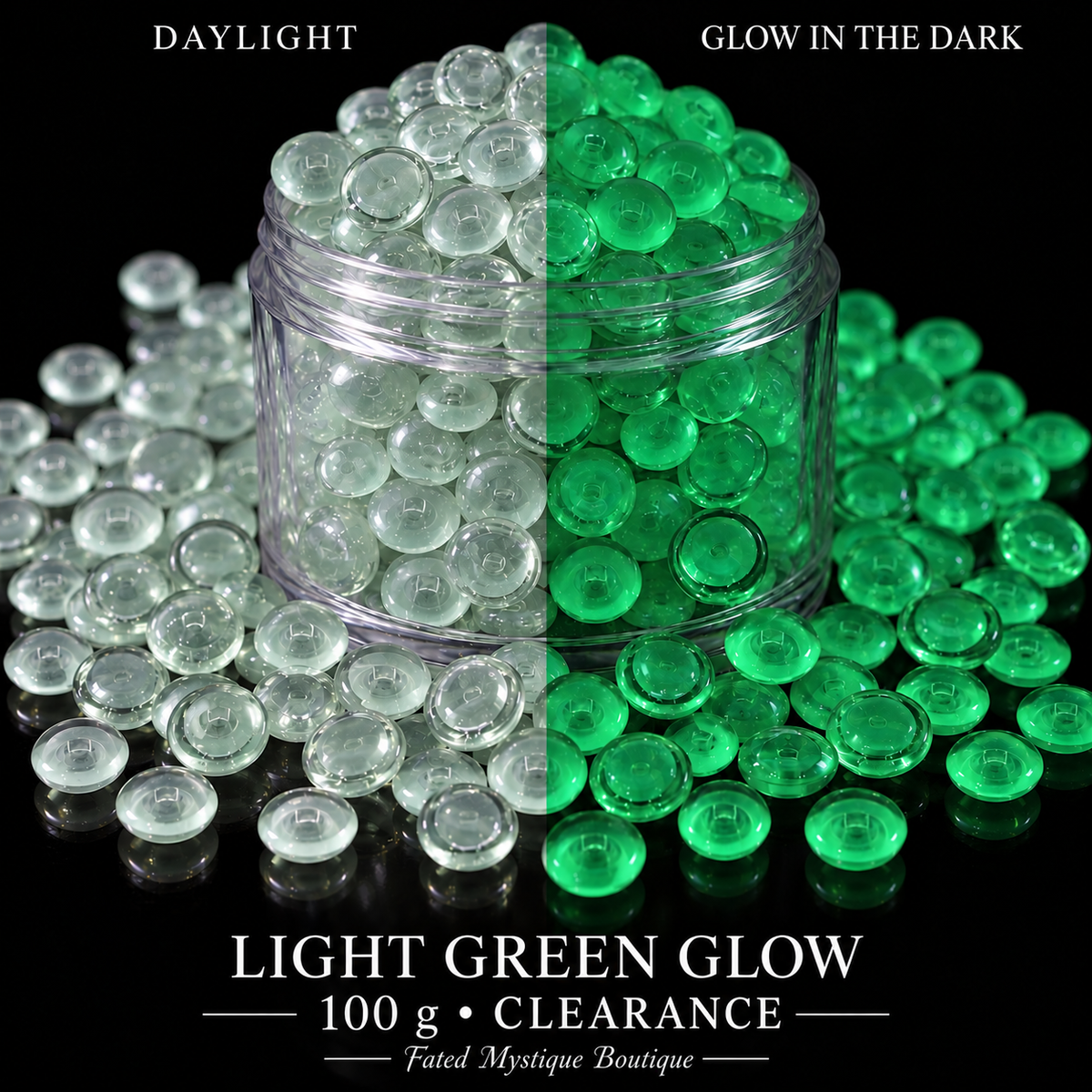 Light Green Glow Acrylic Beads — Clearance 100 g