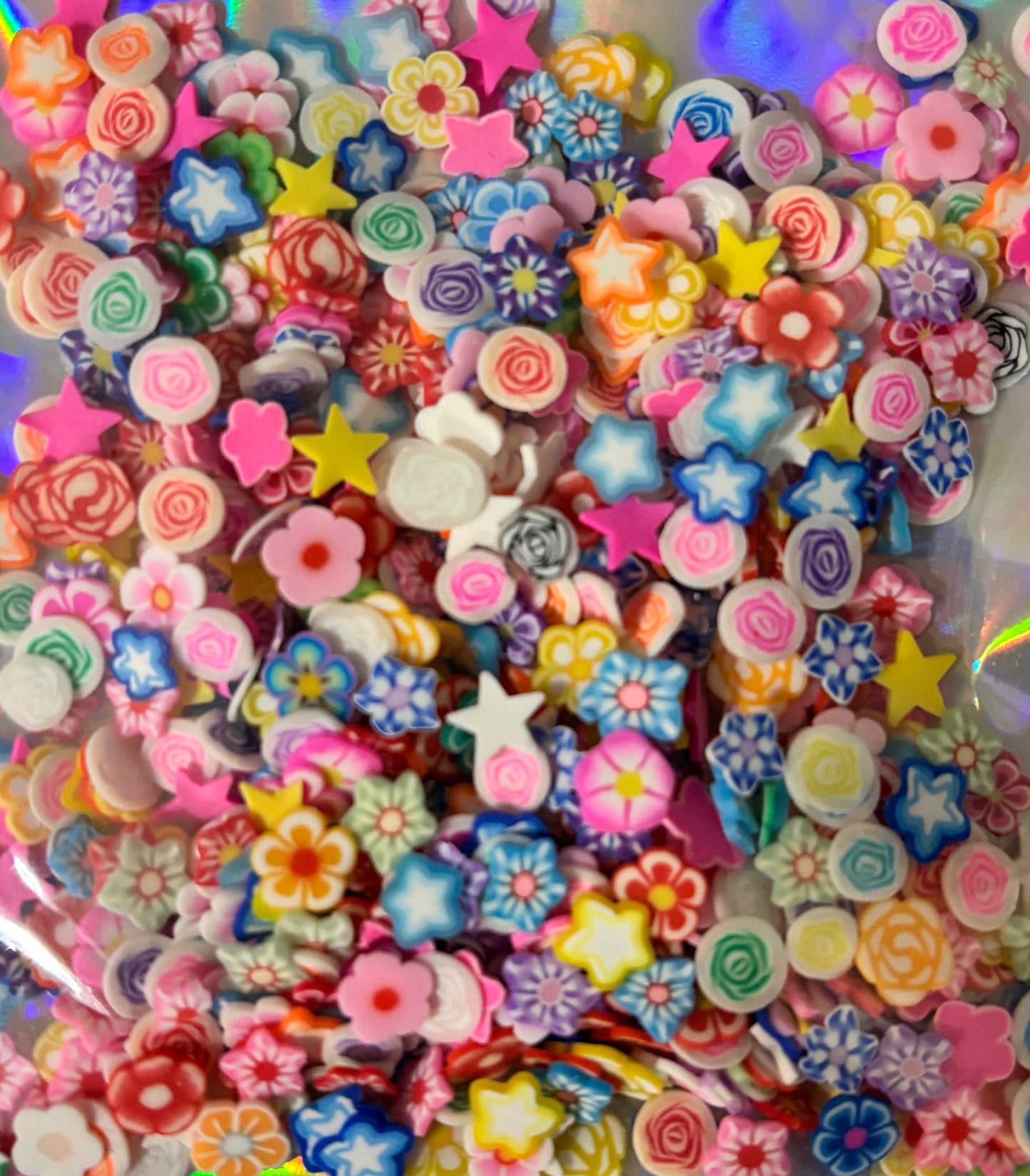 mixed flower polymer clay slices