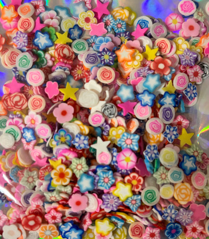mixed flower polymer clay slices