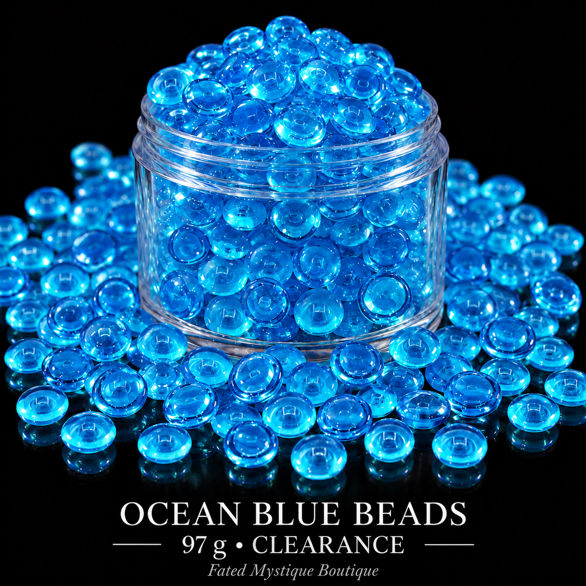 Ocean Blue Acrylic Beads — Clearance 97 g