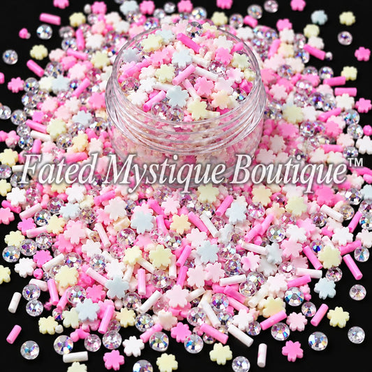 Pastel flower polymer clay slices for spring snow globe tumblers slime and DIY craft projects