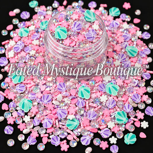 Pastel ocean polymer clay slices and charms for beach snow globe tumblers and DIY crafts