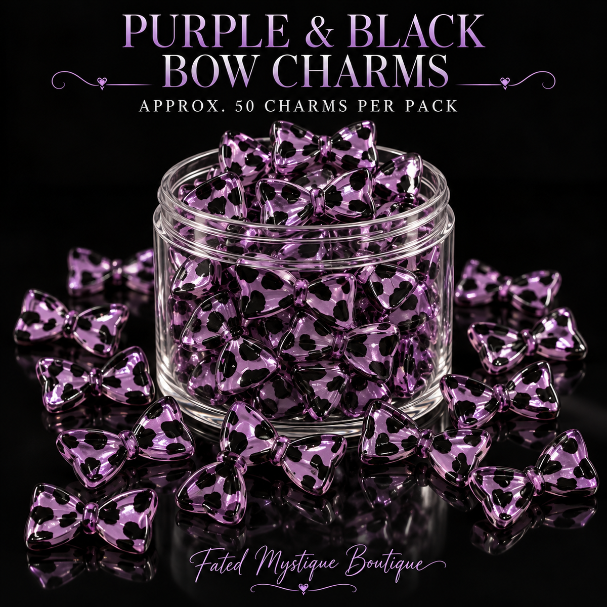 Purple & Black Bow Charms — Clearance Approx. 50 Pieces