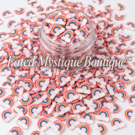 Rainbow polymer clay slices for snow globe tumblers slime and colorful DIY craft projects