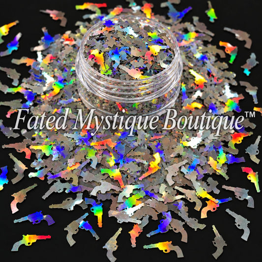 Revolver shaped glitter for snow globe tumblers resin and western themed crafts