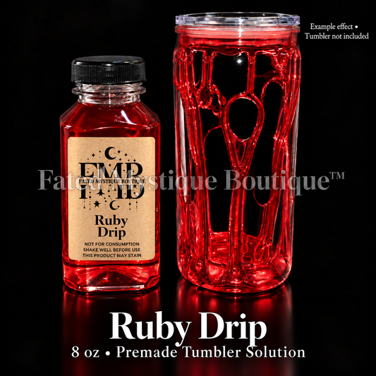 Ruby Drip — 8 oz premade tumbler solution with example effect; tumbler not included.