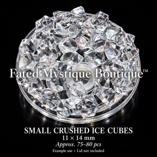 Small Crushed Ice Cubes @ 75-80 pcs, 11 x 14 mm, professional product display — Fated Mystique Boutique