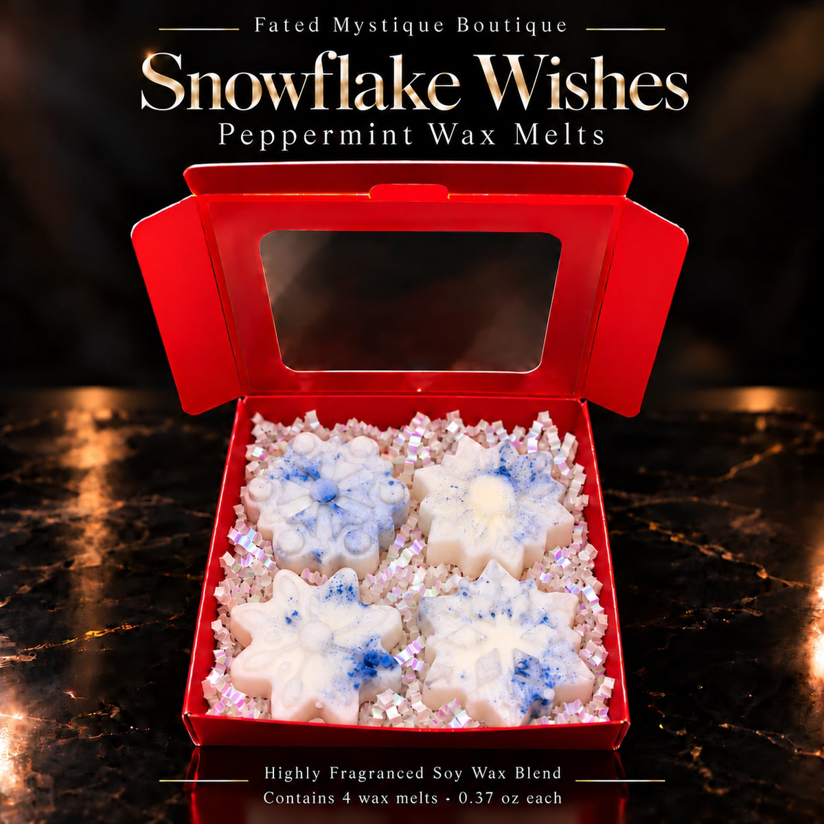 snowflake wishes closed soy blend wax melts, four-piece gift box