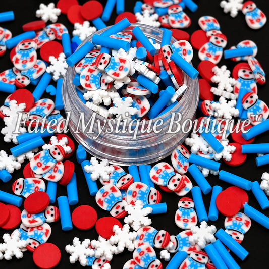 Snowman Mix red white and blue holiday polymer clay slices for snow globe tumblers and crafts