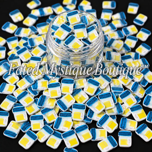 Specimen cup polymer clay slices for medical-themed snow globe tumblers and novelty crafts