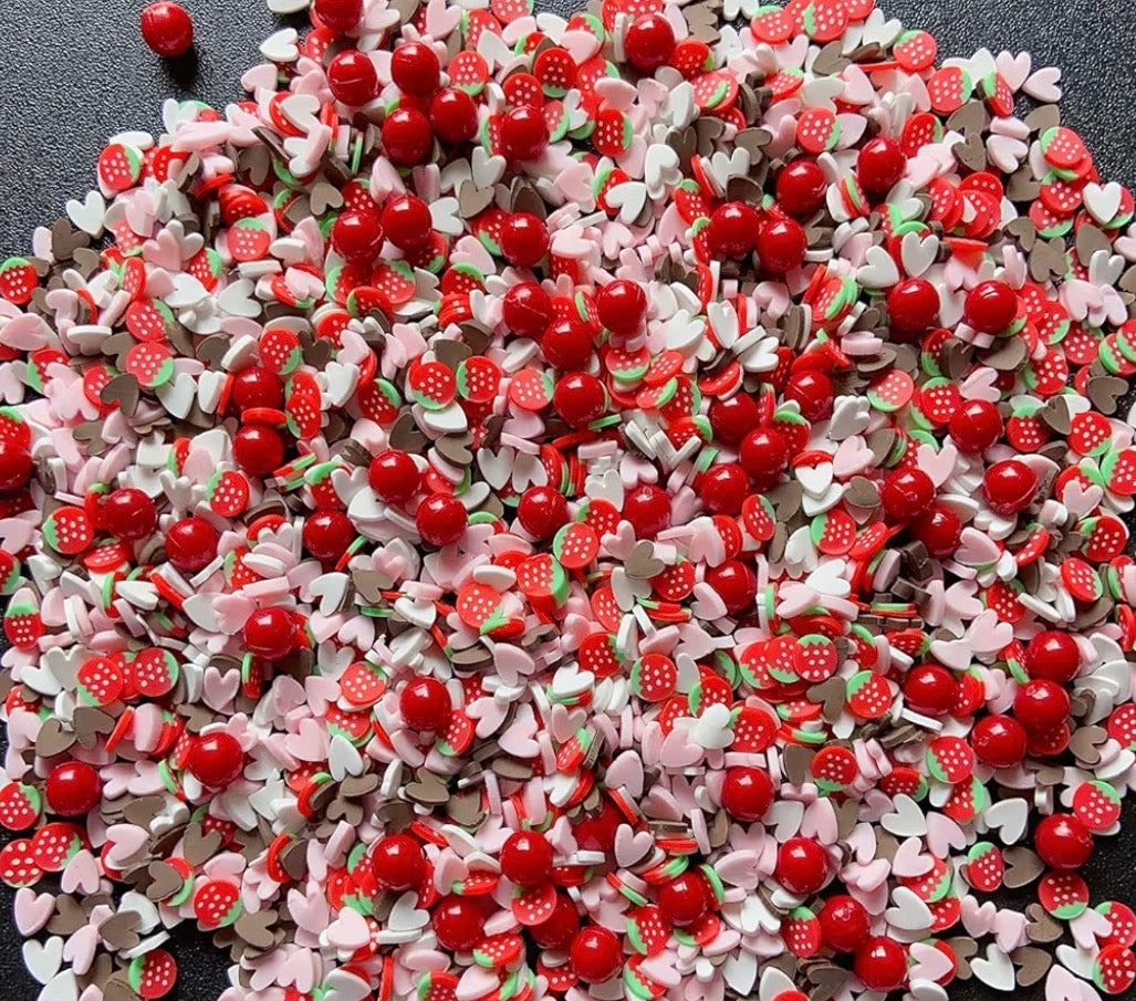 strawberry polymer clay slices