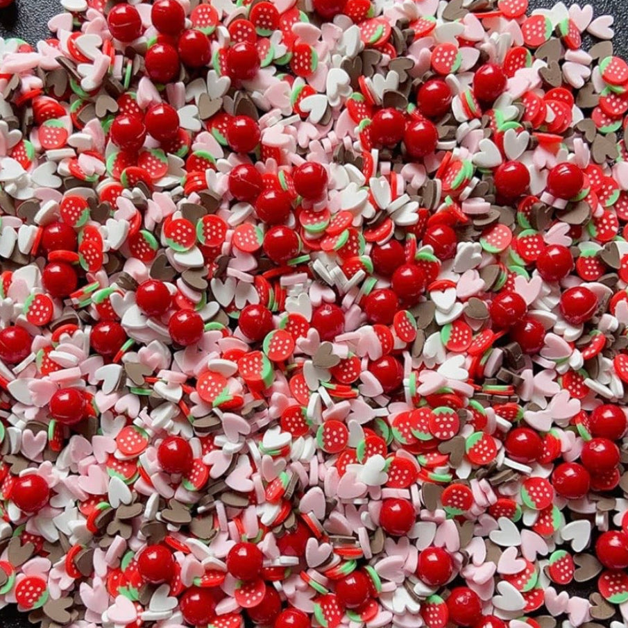 strawberry polymer clay slices