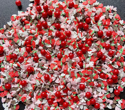 strawberry polymer clay slices