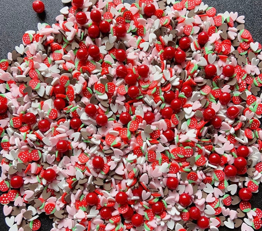 strawberry polymer clay slices