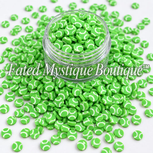 Tennis ball polymer clay slices for sports-themed snow globe tumblers and DIY crafts
