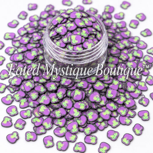 Toxic cauldron polymer clay slices for Halloween snow globe tumblers and spooky DIY crafts
