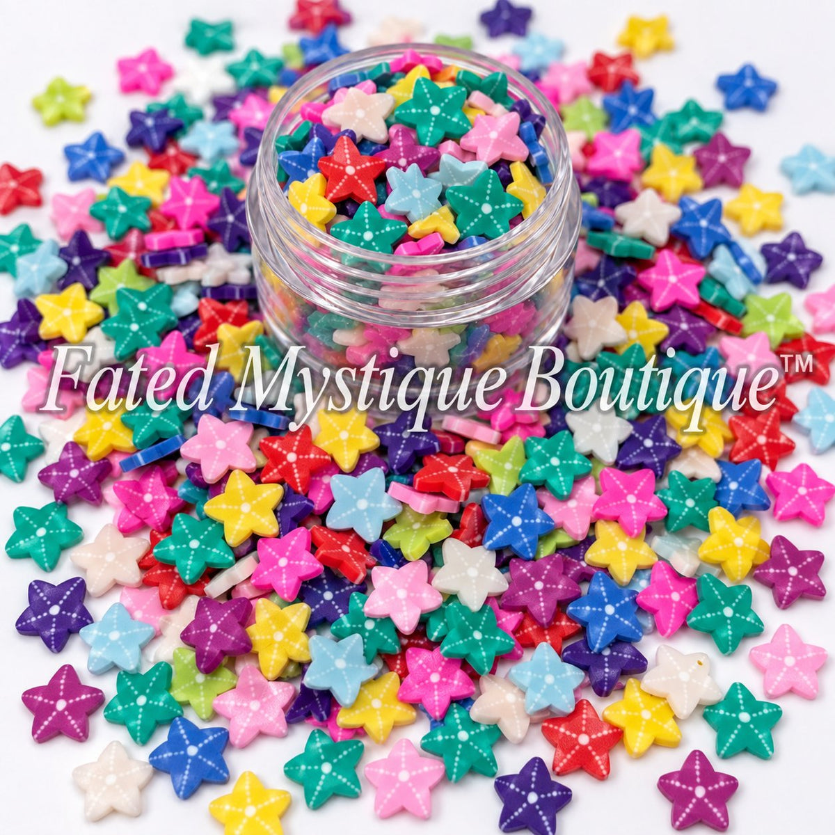 Tropical starfish polymer clay slices for beach snow globe tumblers and DIY crafts