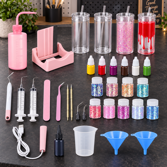 Ultimate snow globe tumbler starter kit with cups glitter craft tools and course supplies