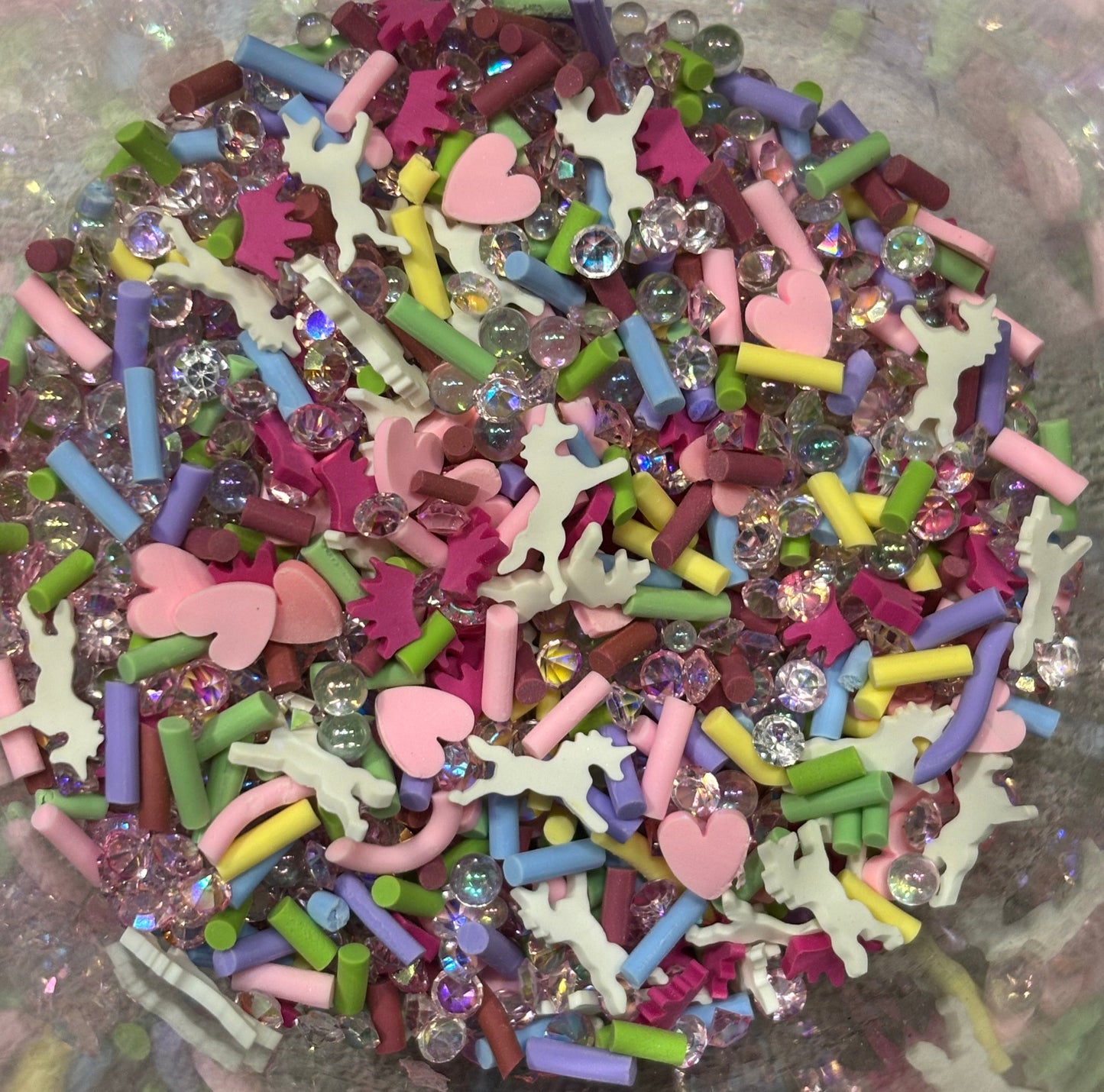 unicorn mix polymer clay slices