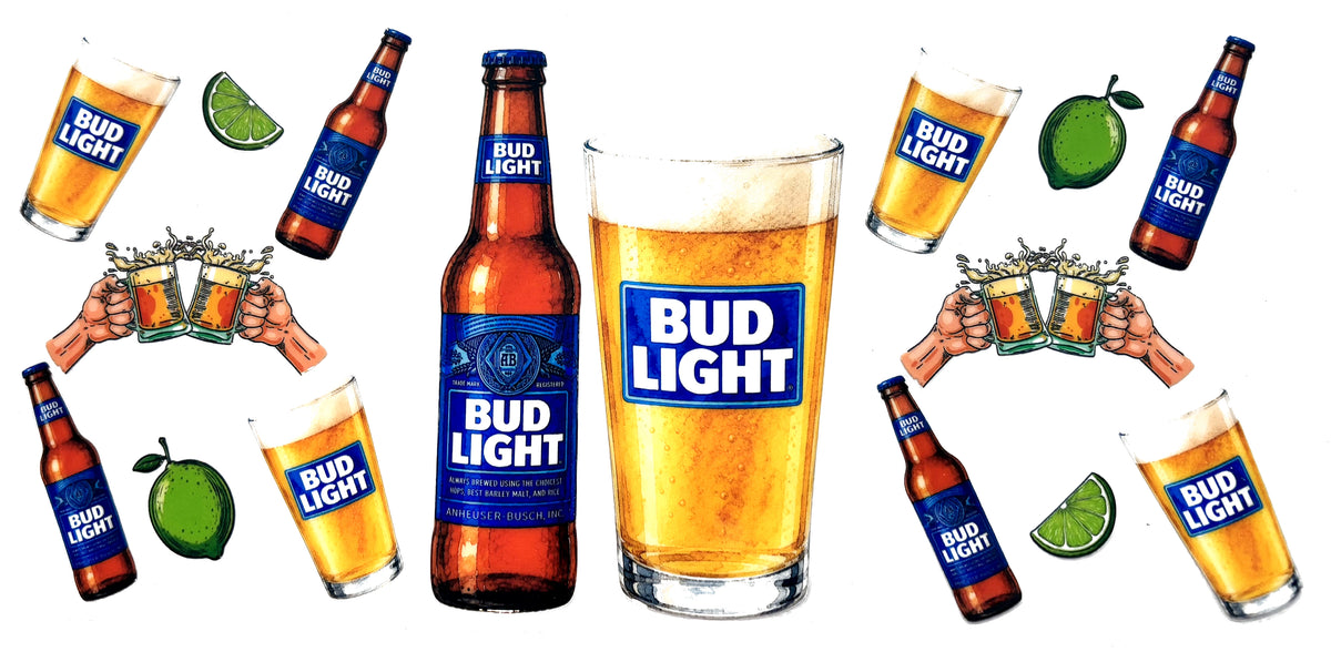 Bud Light UVDTF decal wrap, #607, on a white background