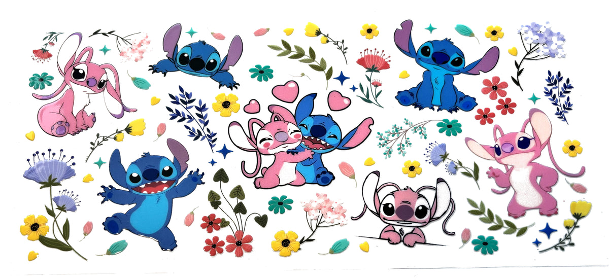 Stitch Angel floral UVDTF decal wrap, #614, on a white background