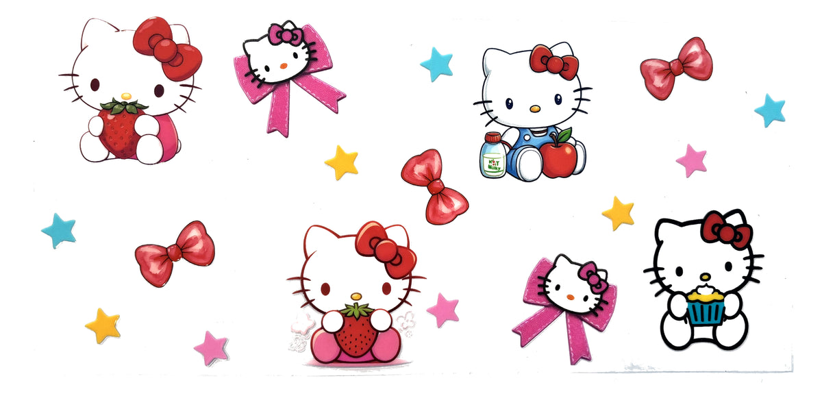 Hello Kitty variants UVDTF decal wrap, #617, on a white background