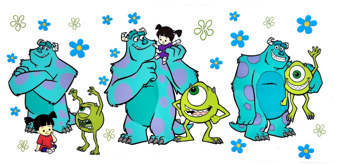 Monsters Inc flowers UVDTF decal wrap, #625, on a white background